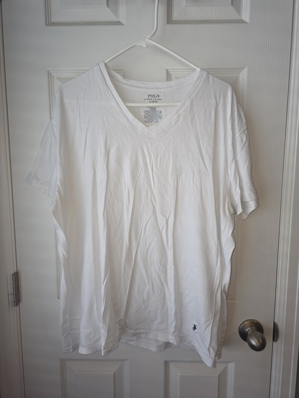 Polo Ralph Lauren Mens XL White Vneck Short Sleeve Classic Fit Cotton Set Of 2